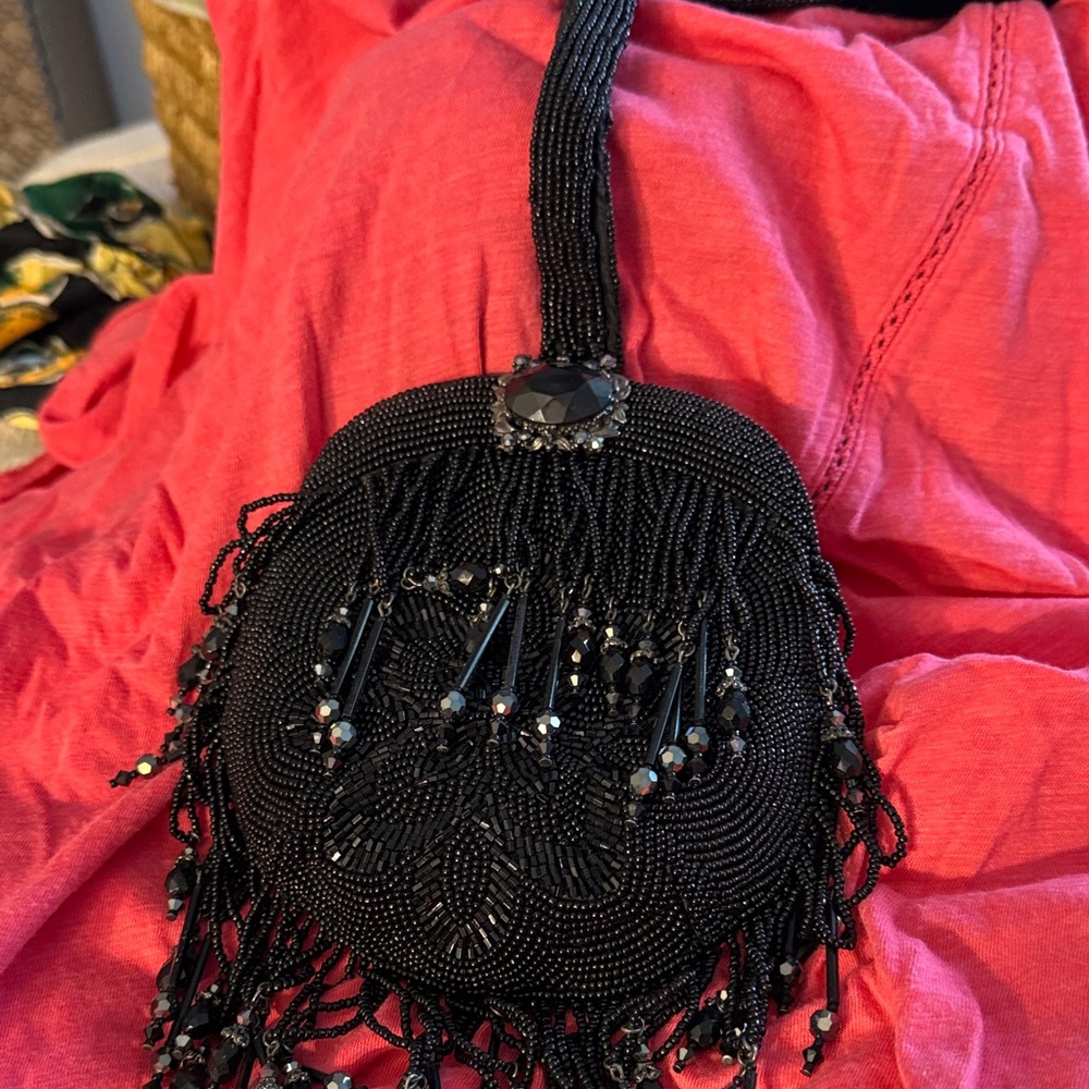 Black Beaded Evening Bag